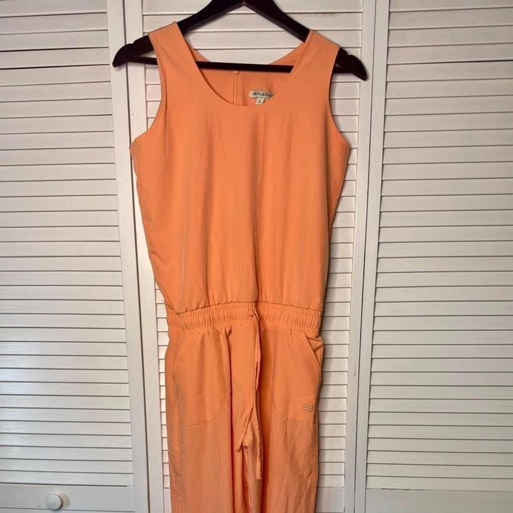 Albion Fit Serenity Tank Jumpsuit Women's Orange Coral Jogger Vibrant Size S